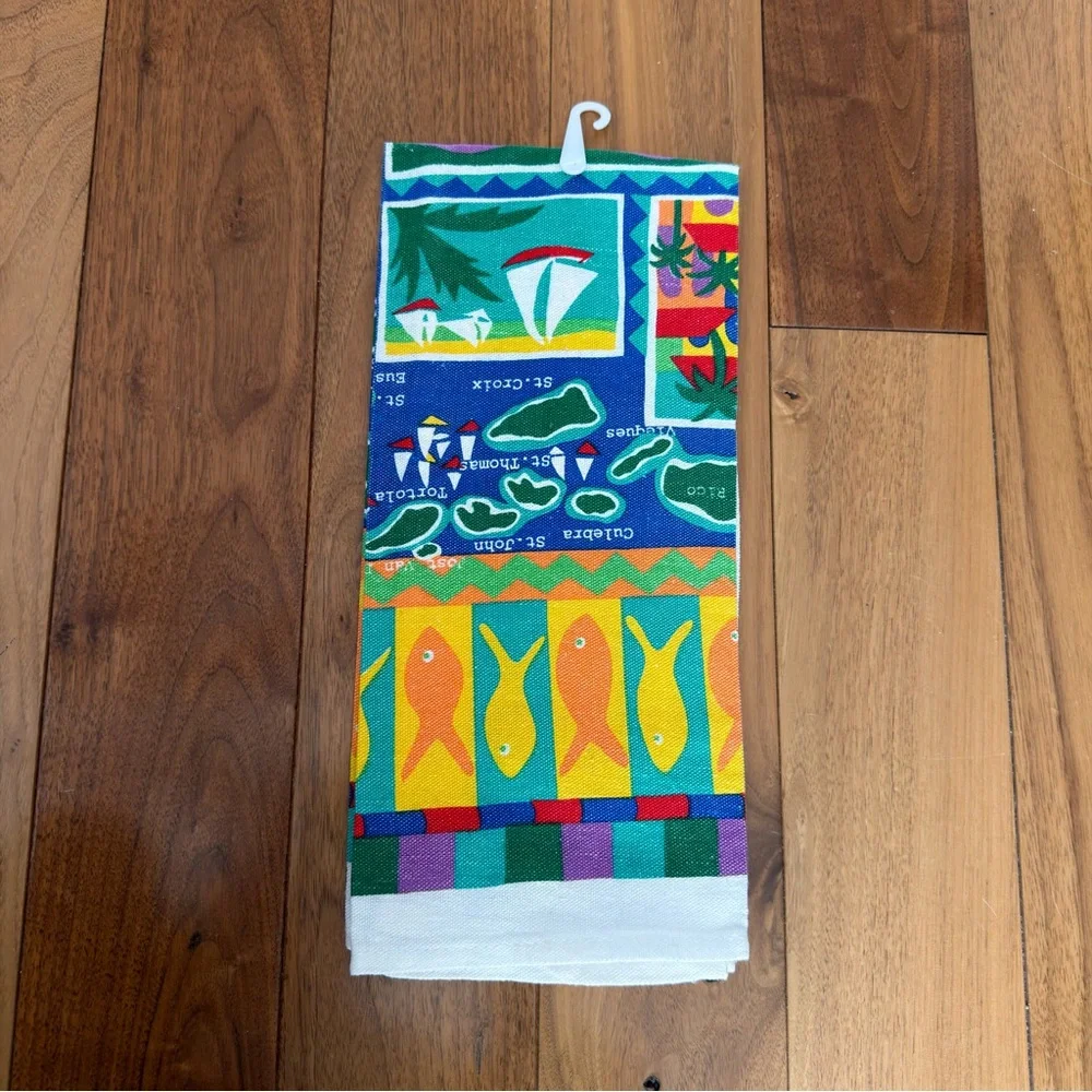 Vintage Linen Tea Towel Caribbean Island Towel. New, Read condition